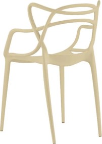 Sada 4 ks plastových stoličiek KATO, béžová