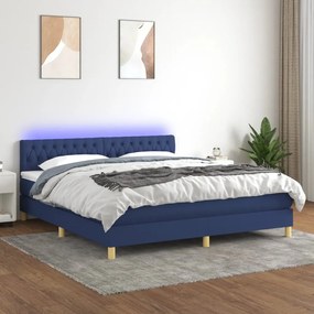 Posteľ boxsping s matracom a LED modrá 160x200 cm látka 3133971