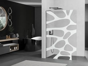 Mexen Kioto L, sprchová zástena Walk-In 70 x 200 cm, 8mm číre sklo biely vzor, grafitový profil, 800-070-103-66-97