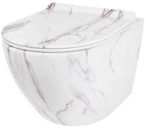 Rea CARLOS Aiax - závesná WC misa Rimless 49x37 s pomaly-padajúcim sedátkom, biela, REA-C6385