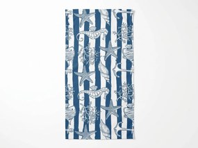 Rýchloschnúca plážová osuška NAUVIA modro-biela 70 x 140 cm, 100% mikrovlákno