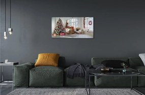 Sklenený obraz Ozdoby na vianočný stromček darčeky 125x50 cm