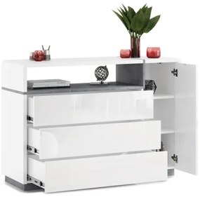 Komoda s zásuvkou FRED biela/šedá