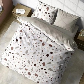 Bavlněné povlečení BOHO 001 220x200 cm + 2x 70x80 cm terazzo/béžové
