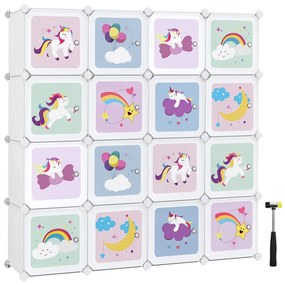 Detský modulárny regál Jefra 123 cm jednorožce