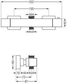 Mexen Tord, sprchová zostava s termostatickou batériou Cube, chrómová, 77250200-00