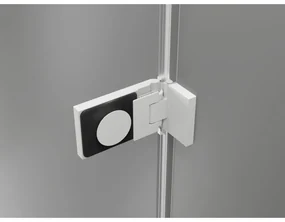 Mexen Lunar-F L, skladací sprchový kút ľavý 80 x 80 cm, 8mm číre sklo, biely profil, 836L-080-080-20-00-L