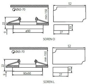 KANLUX Vstavané svetlo s LED pásikom VOLION, 1xGU10, 20W, 9cm, okrúhle, žlté podsvietenie