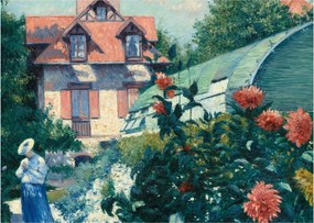 Obraz - Gustave Caillebotte, Dahlias, Garden at Petit Gennevilliers, reprodukcia (70x50 cm)