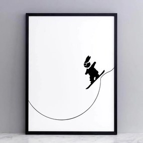 HAM Sieťotlač s králikom Snowboard Rabbit 30 × 40 cm