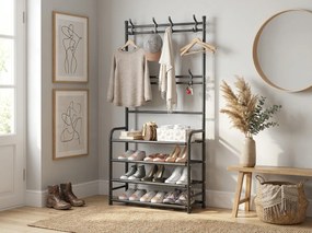 Vešiak s botníkom CLOTHORY 80x152 cm, čierny