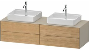 DURAVIT White Tulip závesná skrinka pod dve umývadlá na dosku, 4 zásuvky, 1600 x 550 x 408 mm, dub prírodný masív/taupe matná, WT4868BH5600000