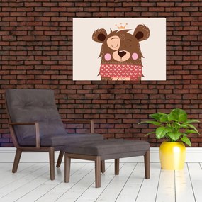 Obraz - Medvedík s červeným šálom (90x60 cm)