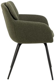 Khaki čalúnené jedálenské kreslo s podrúčkami Dora – Actona