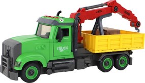 LEAN Toys Vozidlo s výklopnou korbou a žeriavom na skrutkovanie a odskrutkovanie – DIY