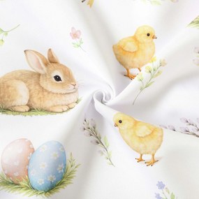 Goldea veľkonočná teflónová látka na obrusy - veselá veľká noc 160 cm