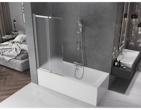 Mexen Fox, 2-krídlová vaňová zástena 85x150 cm, 5mm sklo námraza, chrómový profil, 891-085-002-01-30