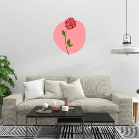 60x60cm Červená ruža - textilná nálepka na stenu