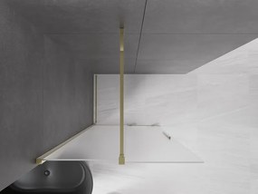 Mexen Velar, sprchová zástena s posuvnými dverami Walk-in 85 x 200 cm, 8mm sklo námraza, zlatá lesklá, 871-085-000-33-50