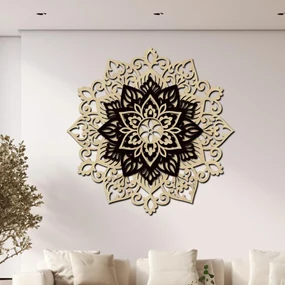 drevo zivota Drevená 3 vrstvová mandala Inšpiratívne energie Rozmery: 80x80, Farebná kombinácia: javor-čierna