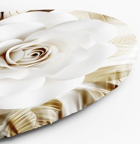 Gario Okrúhly obraz na plátne Biely kvet a zlaté listy Rozmery: 80 x 80 cm