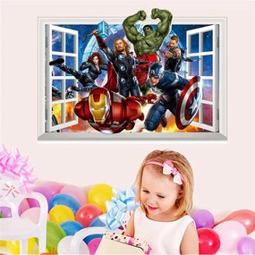 Veselá Stena Samolepka na stenu na stenu Avengers v okne