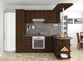 Nabytekmorava Kuchyna s ostrovčekom Bára C farba kuchyne: dub sonoma tmavá / biela, pracovná doska: s pracovnou doskou