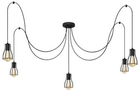 Luster na lanku TUBE LONG 5xE27/10W/230V čierna