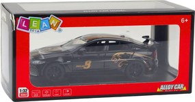 LEAN Toys Športové auto Kovový pohon Pull-Back Svetlá Zvuky Čierna 1:32