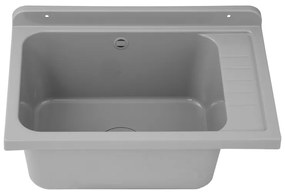 Gamma Selva, univerzálna plastová výlevka 58x38x26,7 cm + sifón, 1-komorová, šedá, GMA-KGS58-G