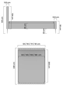 čalúnená posteľ do spálňa Nicole - 120x200, Velluto 2 / Nohy zlote