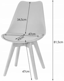 Jedálenská zostava TODI 80cm okrúhly stolový set biely+ 4 stoličky MARK sivé