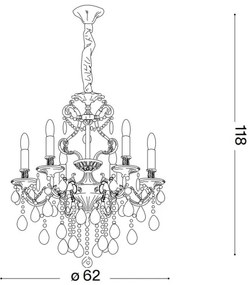 Ideal Lux - Krištáľový luster na reťazi GIOCONDA 6xE14/40W/230V pr. 62 cm zlatá
