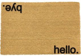 Čierna rohožka z prírodného kokosového vlákna Artsy Doormats Hello, Bye, 40 x 60 cm