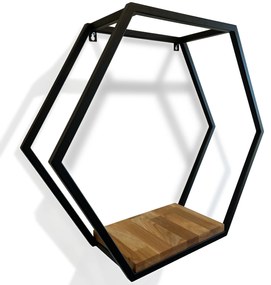 Dekorstudio Nástenná polica LOFT hexagon dubová 60cm