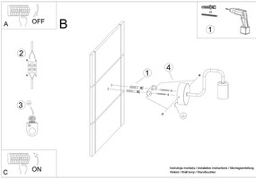 Nástenné svietidlo Vector 1, čierne telo svietidla