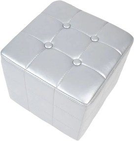 Klubové kreslo s taburetom Chesterfield, strieborné