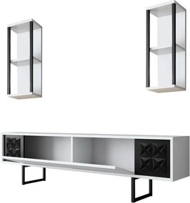 Line Biely a čierny TV stolík s policami