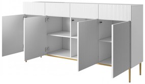 Komoda Nicole 200 cm so 4 zásuvkami - biely mat / zlatá