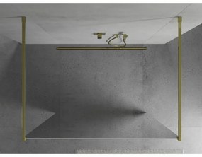 Mexen Kioto, priechodná sprchová zástena 110 x 200 cm, 8mm sklo vzor zrkadlo, 2x zlatá stabilizačná rozpera, 800-110-002-50-50