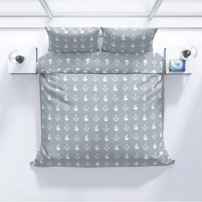 ECOMATRACE Bavlnené posteľné obliečky Šedá kotva