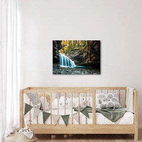 Obraz lesného vodopádu (70x50 cm)