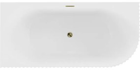 Mexen Gia, voľne stojaca rohová vaňa, drážkovaná, ľavá, 150 x 75 cm, biela matná, zlatý lesklý prepad, 52701507501L-50