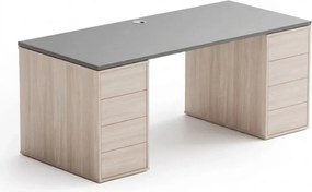Kancelársky písací stôl s úložným priestorom BLOCK B03, 180x80 cm, dub prírodný/grafit