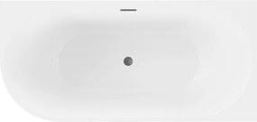 Mexen Mia, voľne stojaca rohová vaňa pravá 140 x 75 cm, biela/čierna, grafitový prepad, 52691407575P-95