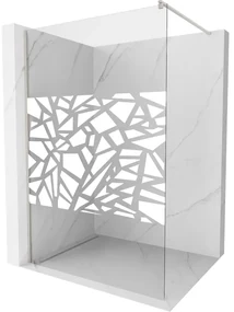 Mexen Kioto, sprchová zástena Walk-In 110 x 200 cm, 8mm číre sklo biely vzor, brúsená oceľ profil, 800-110-101-97-85