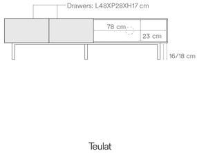 Biely/v prírodnej farbe TV stolík v dekore duba 180x45 cm Arista – Teulat