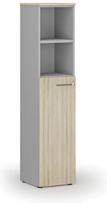 Kombinovaná kancelárska skriňa PRIMO GRAY, dvere na 3 poschodia, 400 x 420 x 1781 mm, sivá/dub prírodný