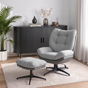 Otočné relaxačné kreslo ORVIO s podnožkou – sivé/čierne