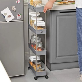 Regál na kolieskach SLIM, 4 úrovne, 12,5x40x86cm, sivá SongmicsHome